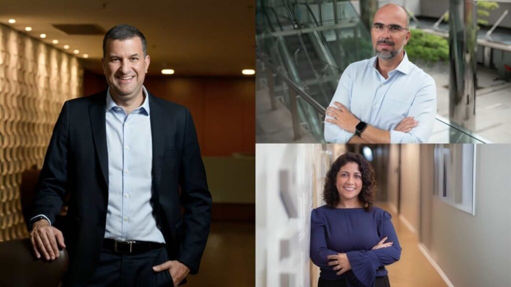 Da esquerda para a direita: Luciano Ambrosini, Leonardo Marins e Livia Prata