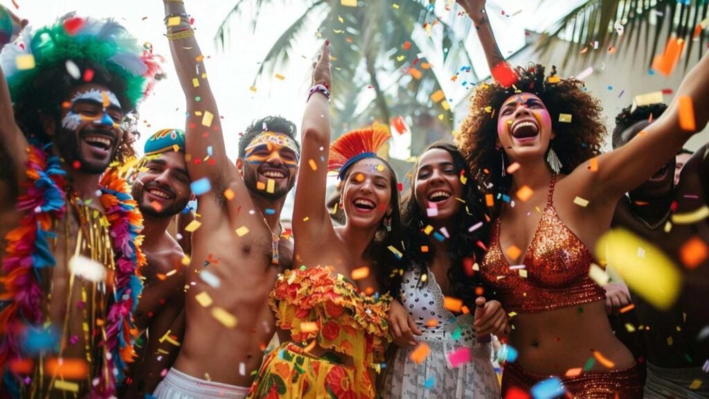 Grupo de amigos no carnaval